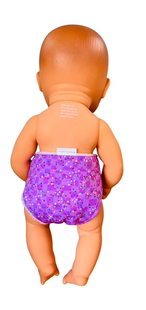 Confetti Purple Doll Nappy. Fits 32cm Mini Lands Doll (as shown)
