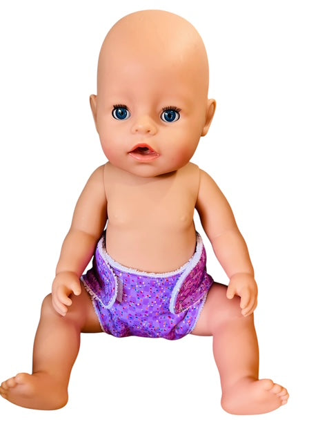 Confetti Purple Doll nappy. Fits 43cm Baby Born Doll (as shown)