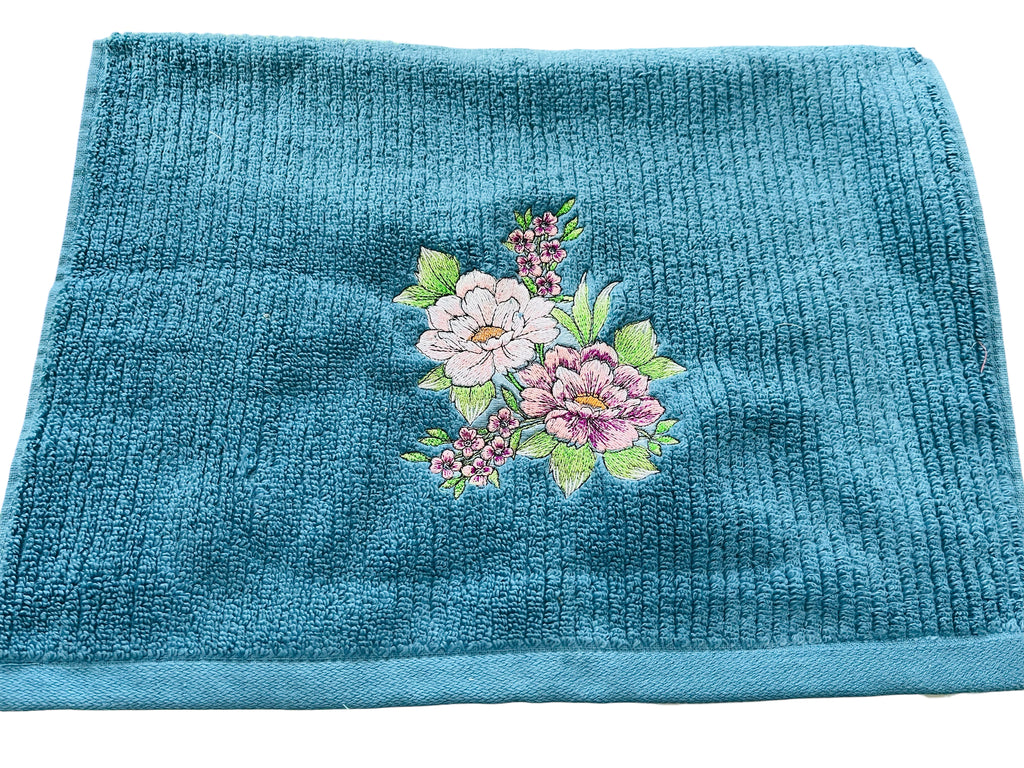 Chic Flowers Embroidered Hand Towel.  Bathroom hand towel. Kitchen Hand Towel