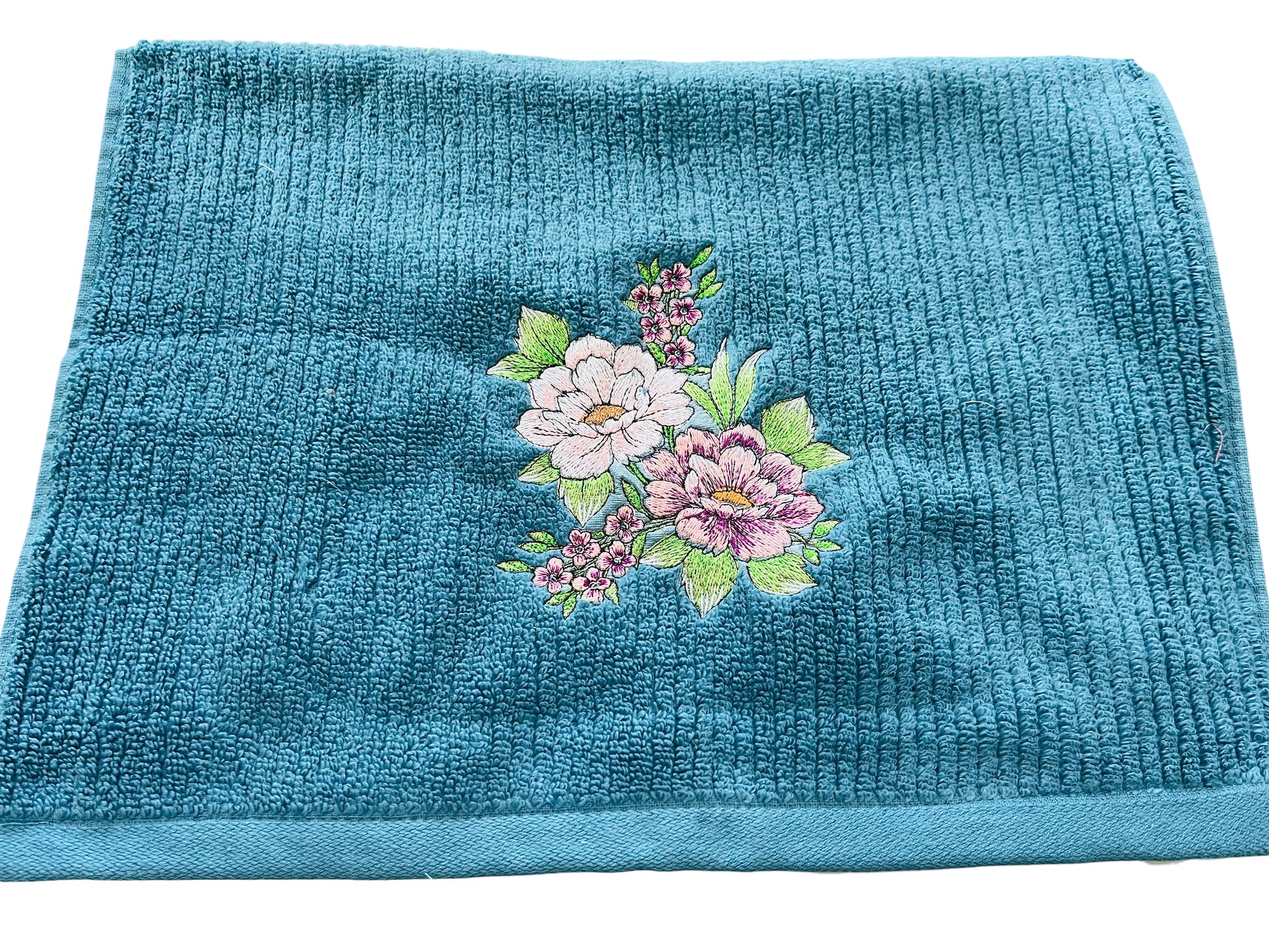 Chic Flowers Embroidered Hand Towel.  Bathroom hand towel. Kitchen Hand Towel