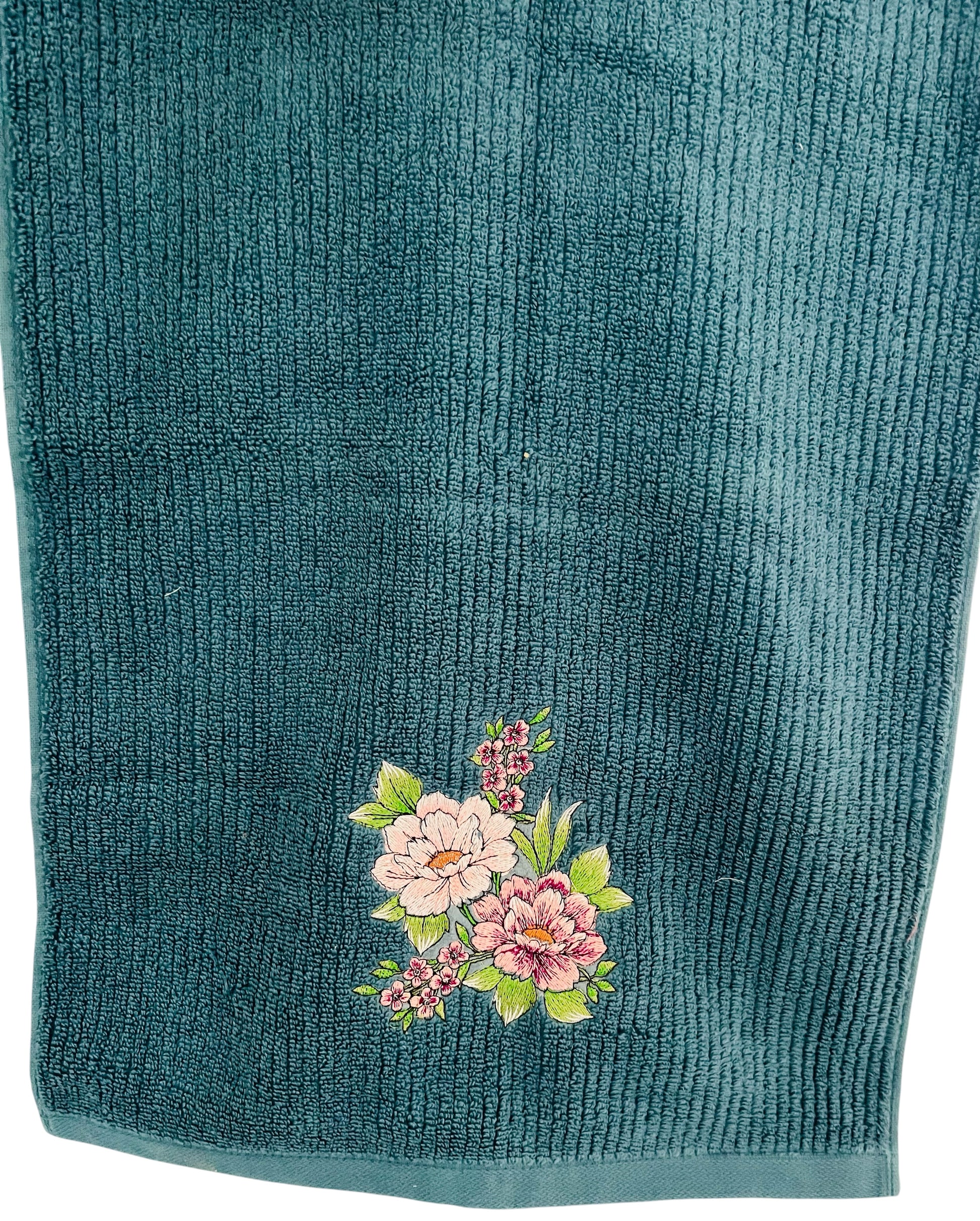 Chic Flowers Embroidered Hand Towel.  Bathroom hand towel. Kitchen Hand Towel