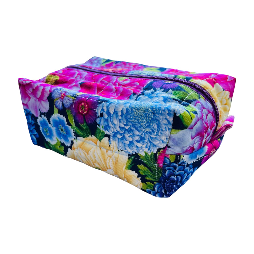 Zippered Boxy Pouch - Chrysanthemum Blooms