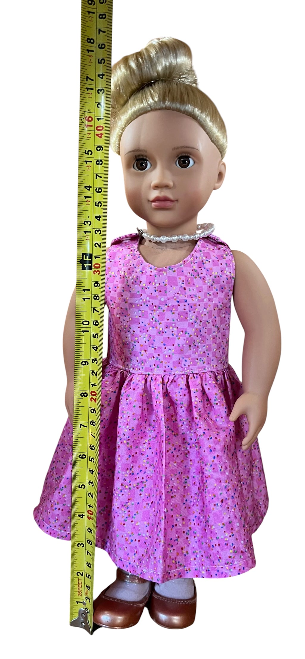 Confetti Pink Doll Dress. Fits 48cm (18in) Our Generation / American Girl Doll.