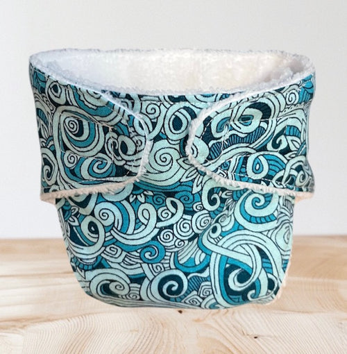 Baby Blue Swirl Doll Nappy. Fits 43cm doll (as shown)