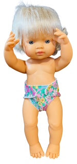 Pink Posy Hand made Doll Nappy with Velcro. Suits doll 38cm (as shown)