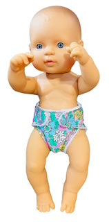 Pink Posy Hand made Doll Nappy with Velcro. Suits doll 32cm (as shown)