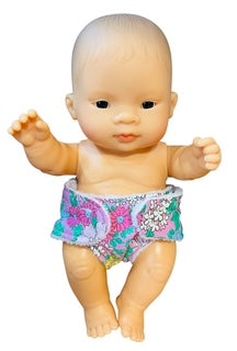 Pink Posy Hand made Doll Nappy with Velcro. Suits doll 22cm (as shown)