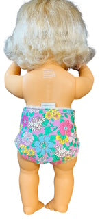 Pink Posy Hand made Doll Nappy with Velcro. Suits doll 38cm (as shown)