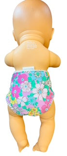 Pink Posy Hand made Doll Nappy with Velcro. Suits doll 32cm (as shown)
