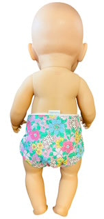 Pink Posy Hand made Doll Nappy with Velcro. Suits doll 43cm (as shown)