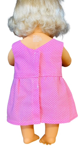 Sweet Dotty Pink Baby Doll Dress with Velcro.  Fits 38cm (as shown)