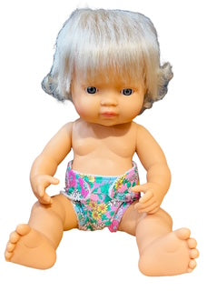 Pink Posy Hand made Doll Nappy with Velcro. Suits doll 38cm (as shown)