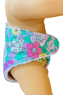 Pink Posy Hand made Doll Nappy with Velcro. Suits doll 32cm (as shown)