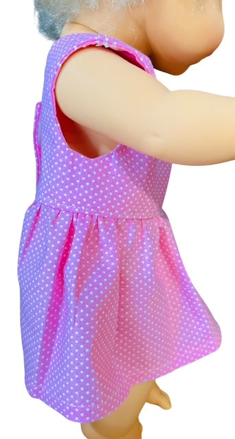 Sweet Dotty Pink Baby Doll Dress with Velcro.  Fits 38cm (as shown)