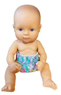 Pink Posy Hand made Doll Nappy with Velcro. Suits doll 32cm (as shown)