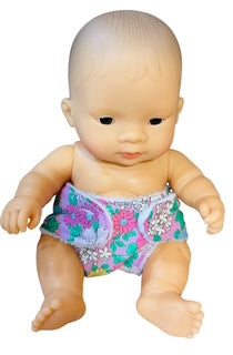 Pink Posy Hand made Doll Nappy with Velcro. Suits doll 22cm (as shown)