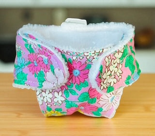 Pink Posy Hand made Doll Nappy with Velcro. Suits doll 22cm (as shown)