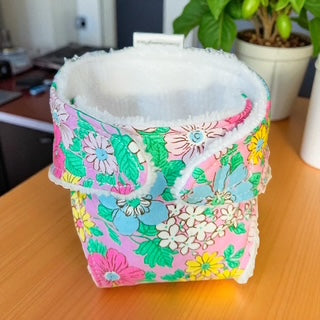 Pink Posy Hand made Doll Nappy with Velcro. Suits doll 32cm (as shown)