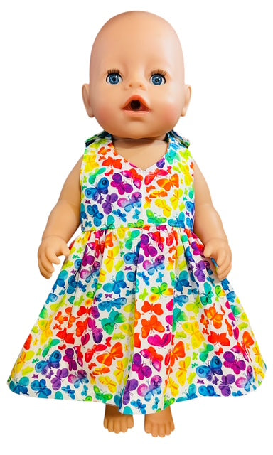 Butterfly Kisses Doll Dress. Fits 43cm Baby Born doll (as shown)
