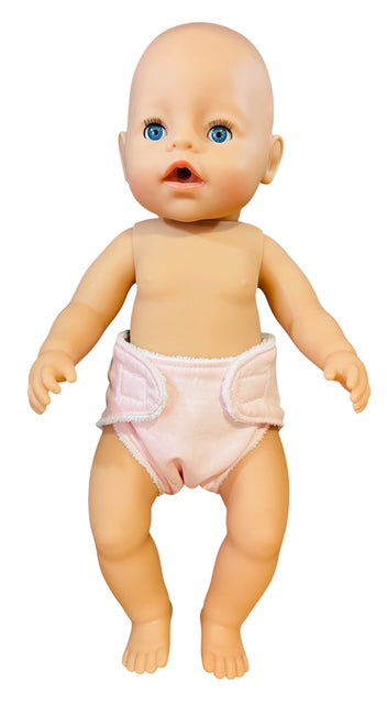 Pale Pink Handmade Doll Nappy with Velcro. Suits Dolls 43cm (as shown)