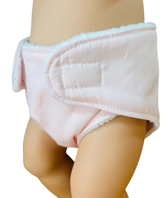 Pale Pink Handmade Doll Nappy with Velcro. Suits Dolls 43cm (as shown)